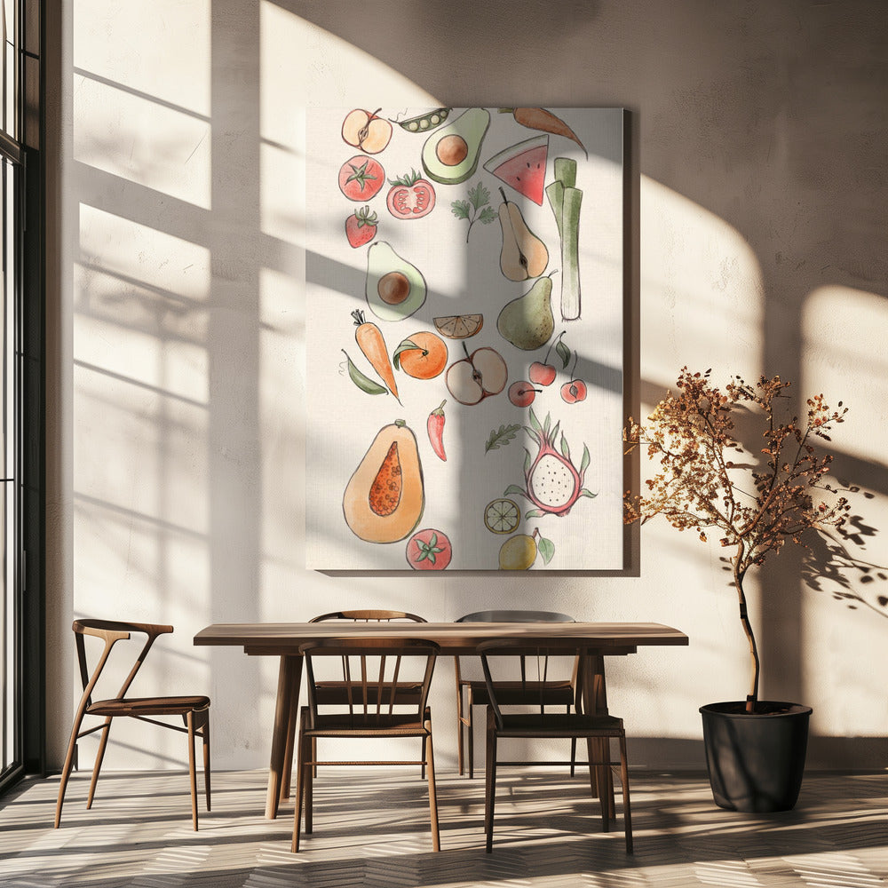 Tropische Gemüseillustration | Leinwand