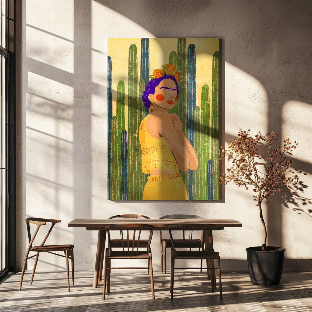 Frida und Kakteen | Leinwand
