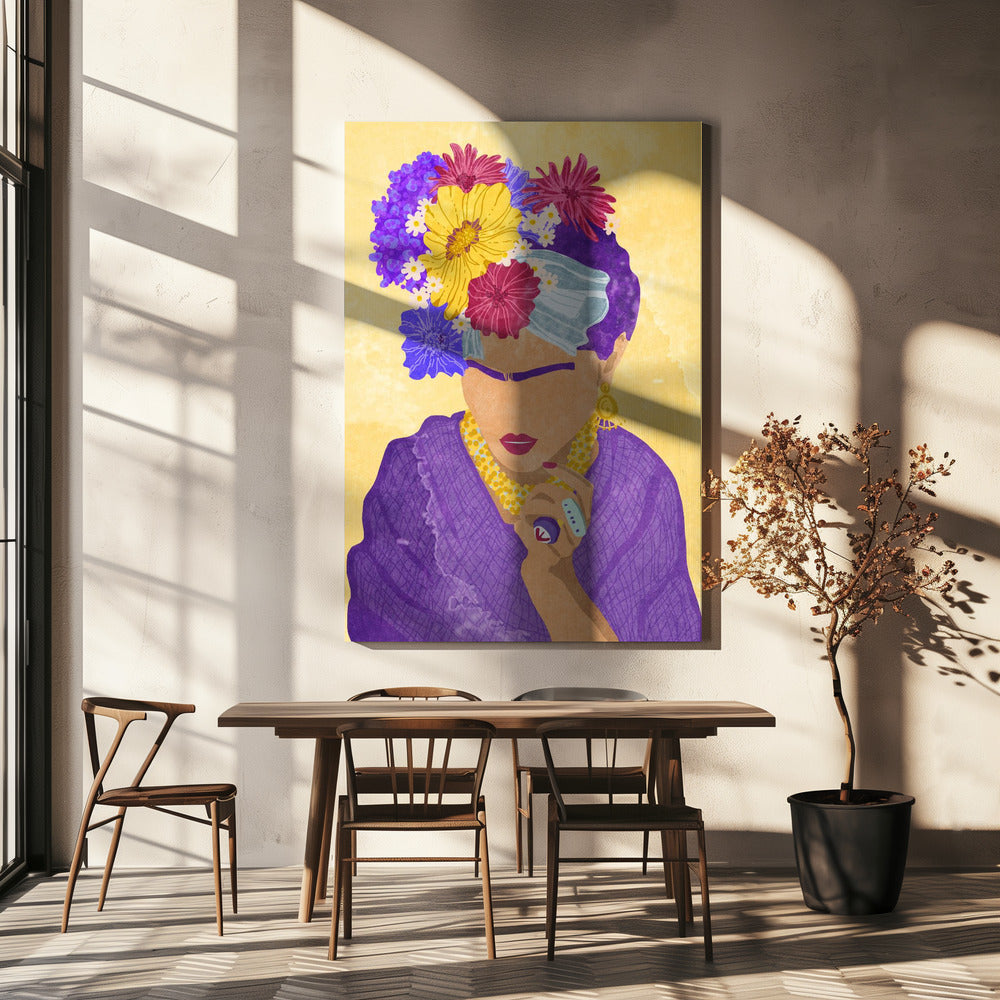 Frida und Blumen | Leinwand
