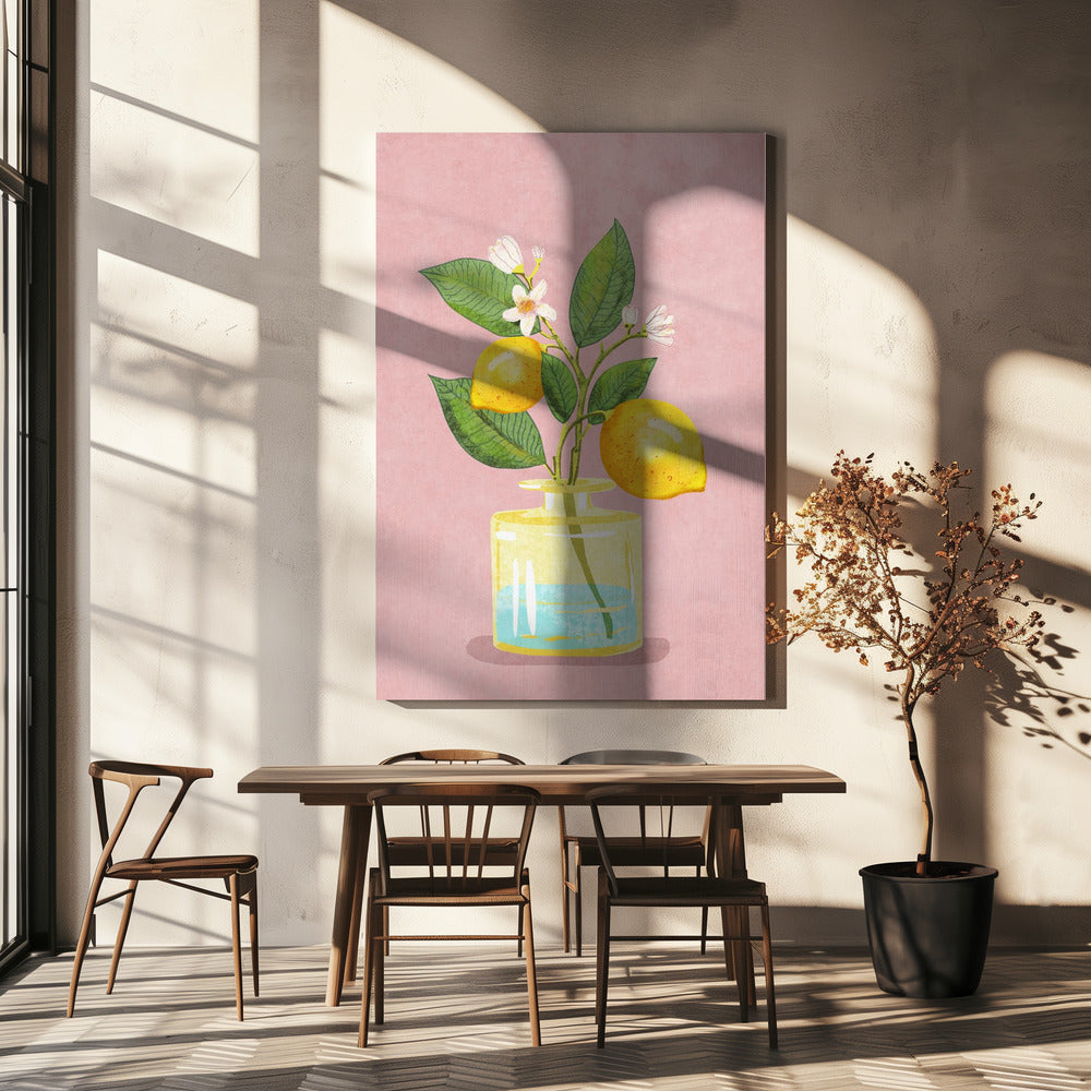 Zitronenstrauß in Vase | Leinwand