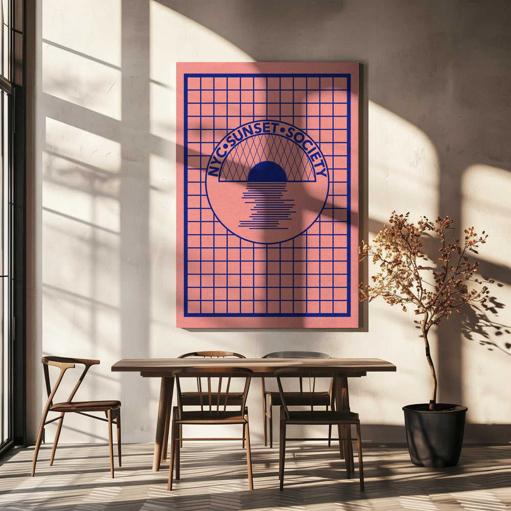 Nyc Sunset Society Blue | Canvas