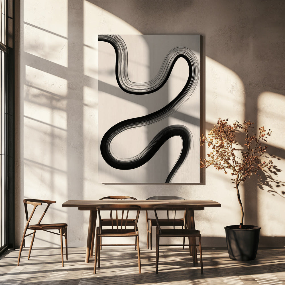 Schwarze Pinselstrichkunst | Leinwand
