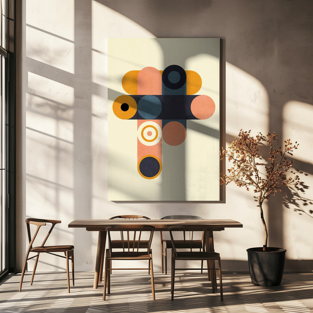 Rainbow Plus Shapes Blue Mustard8 | Canvas