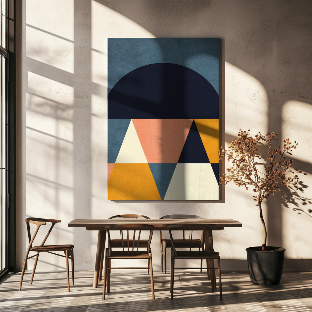 Rainbow Plus Shapes Blue Mustard4 | Canvas