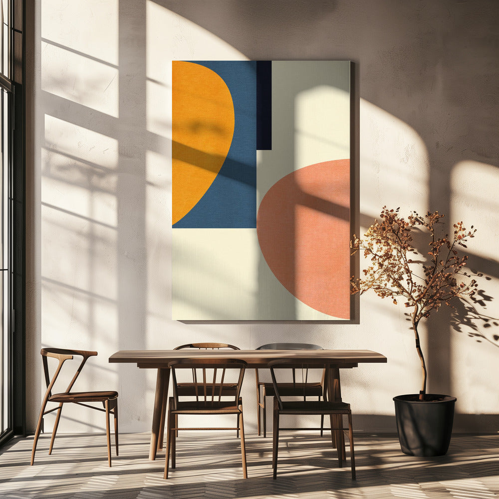 Rainbow Plus Shapes Blue Mustard1 | Canvas