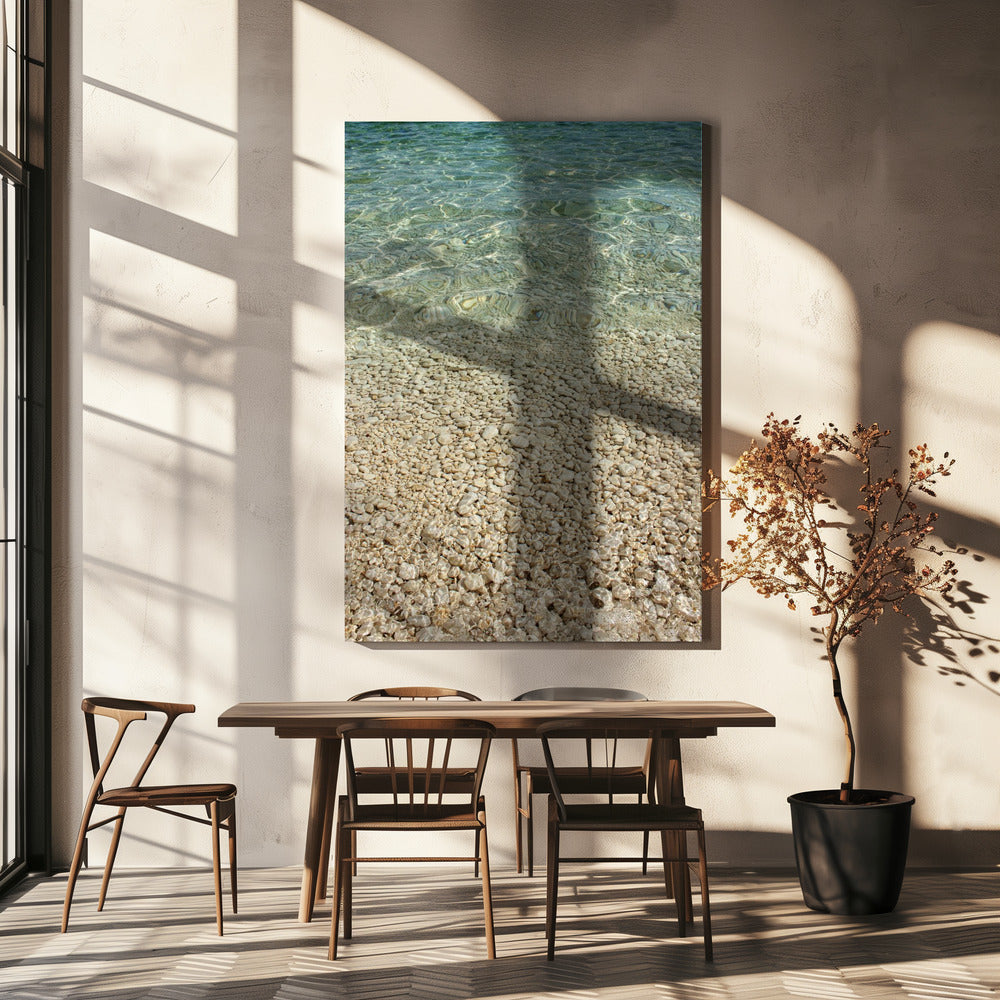 Aqua Ocean und Goldene Kieselsteine | Leinwand