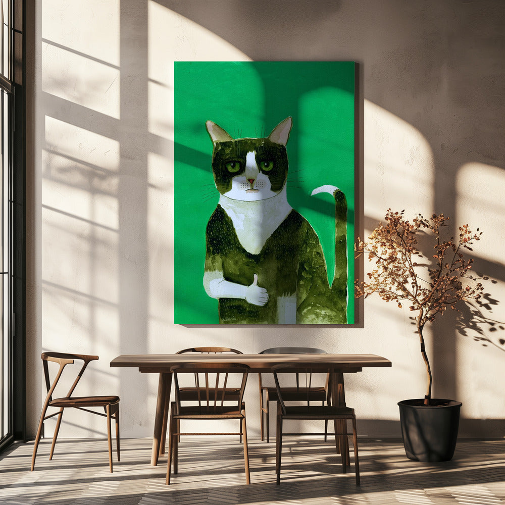 Smoking Katze Daumen hoch | Leinwand