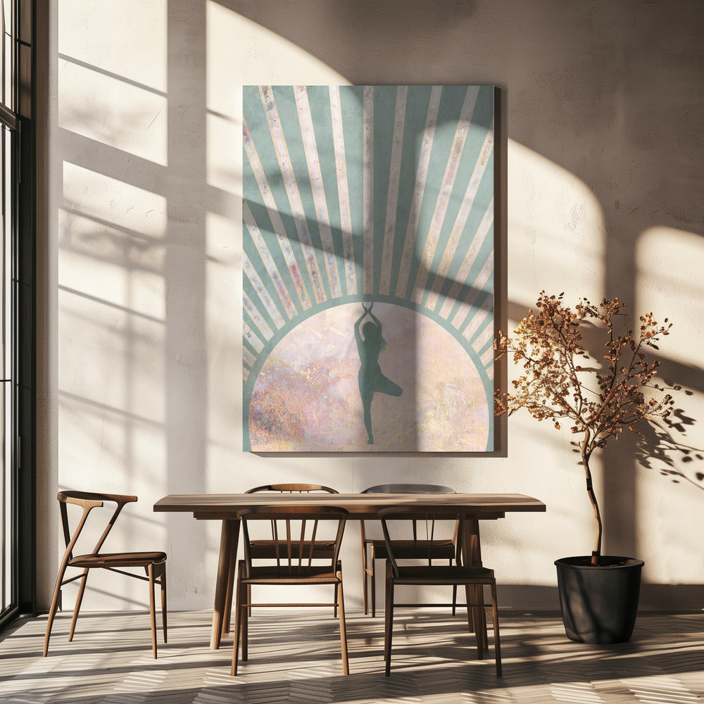 Yoga Boho Sonnenaufgang Grün 1 | Leinwand