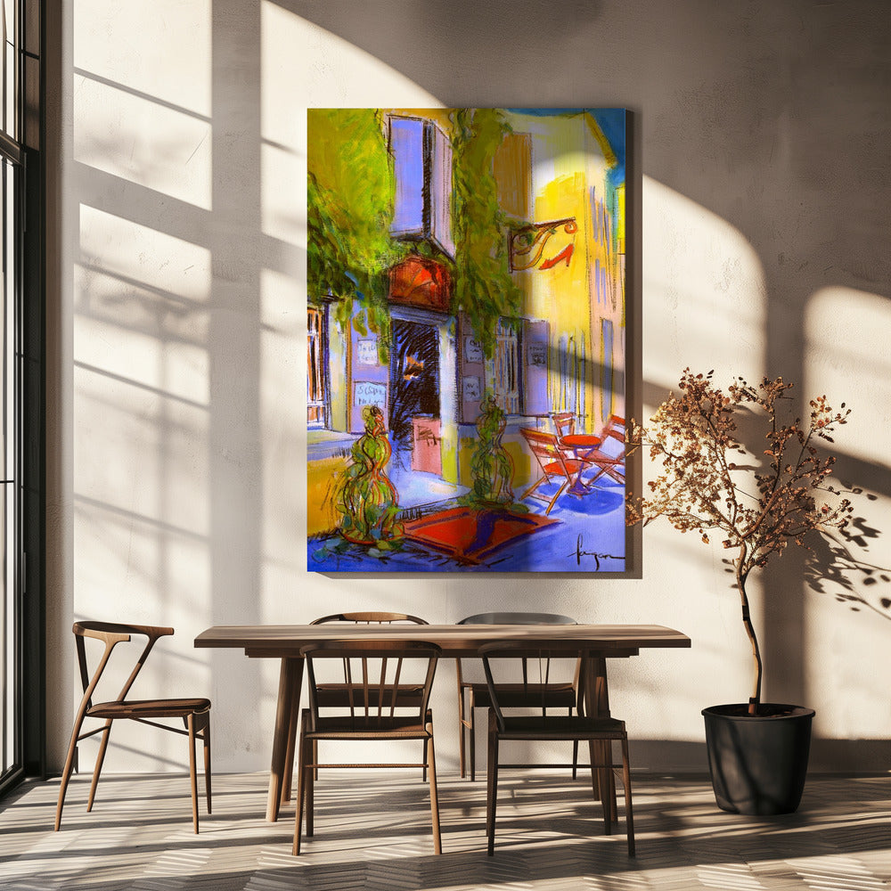 Sunny Courtyard Café | Leinwand
