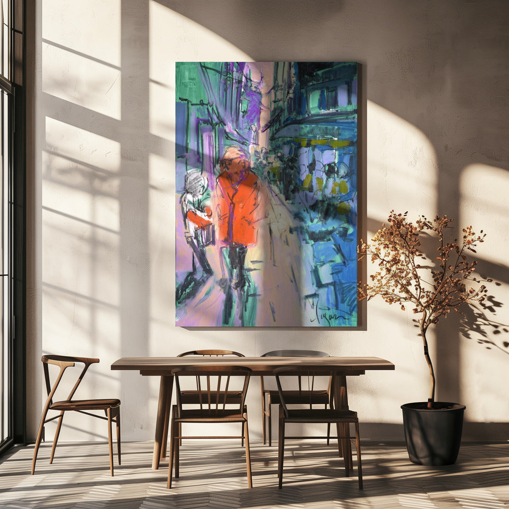 Lebhafter Straßenbummel | Leinwand