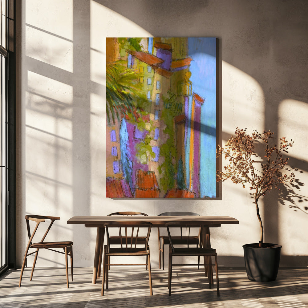 Sonnenbeschienene Balkone | Leinwand