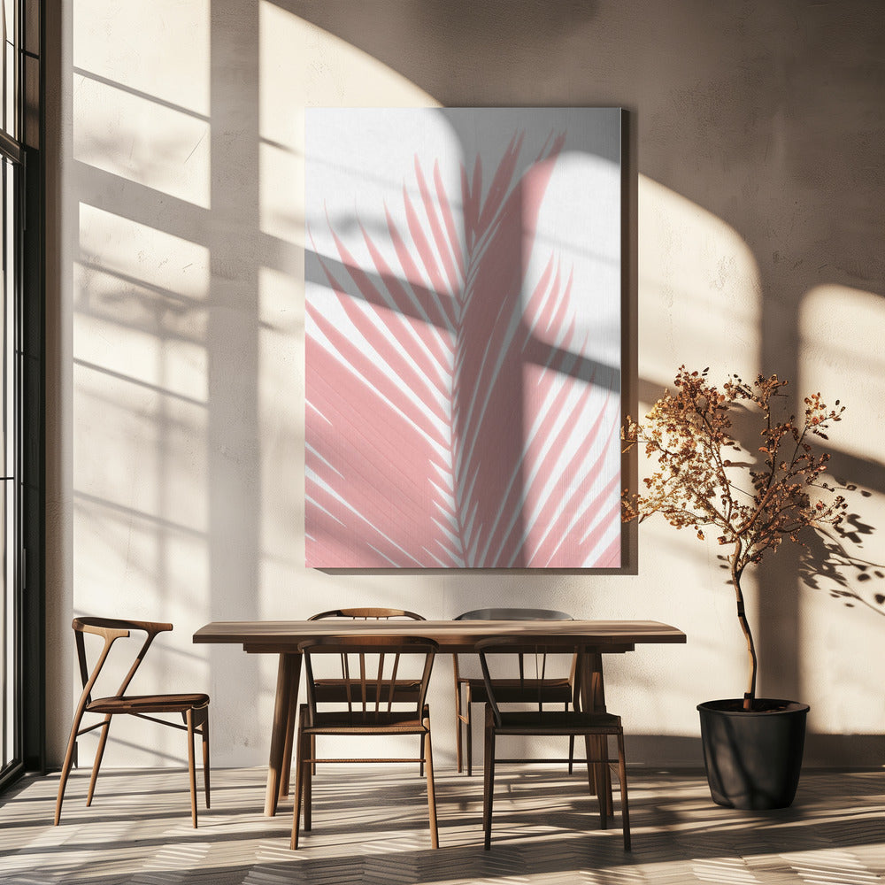 Pink Palm Leaves Silhouette | Canvas