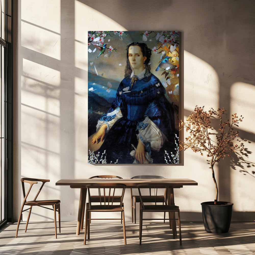 Lady Blue Kolibri blüht | Leinwand