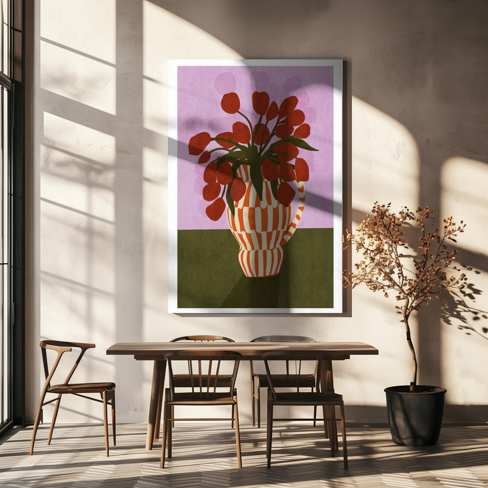 Kräftige Tulpen in Vase | Leinwand