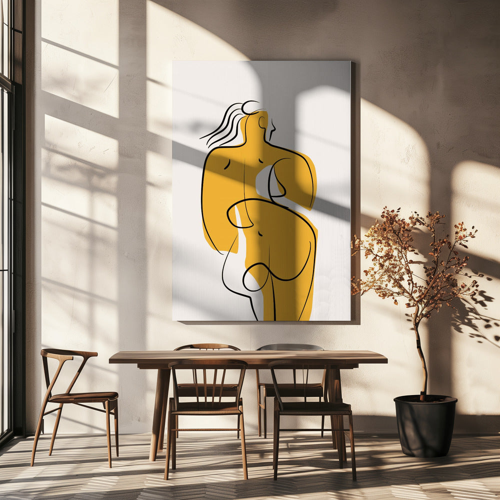 Linien und Kurven in Nude | Leinwand