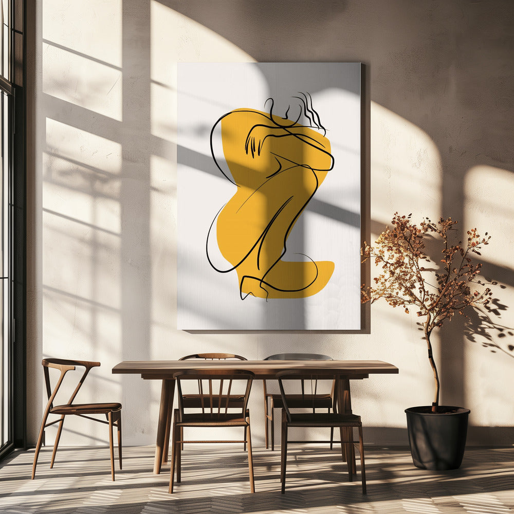 Selbstumarmung Akt in linearer Abstraktion | Leinwand
