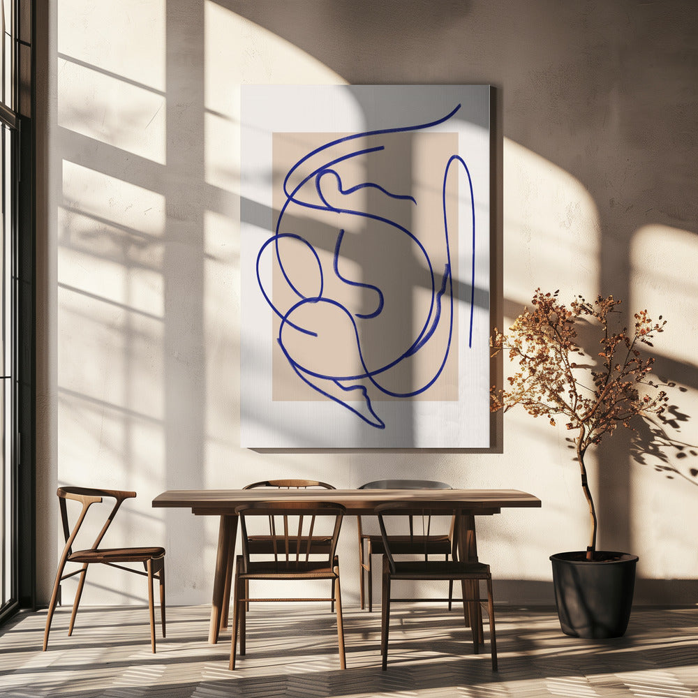 Abstrakte blaue Linienkunst 3 | Leinwand