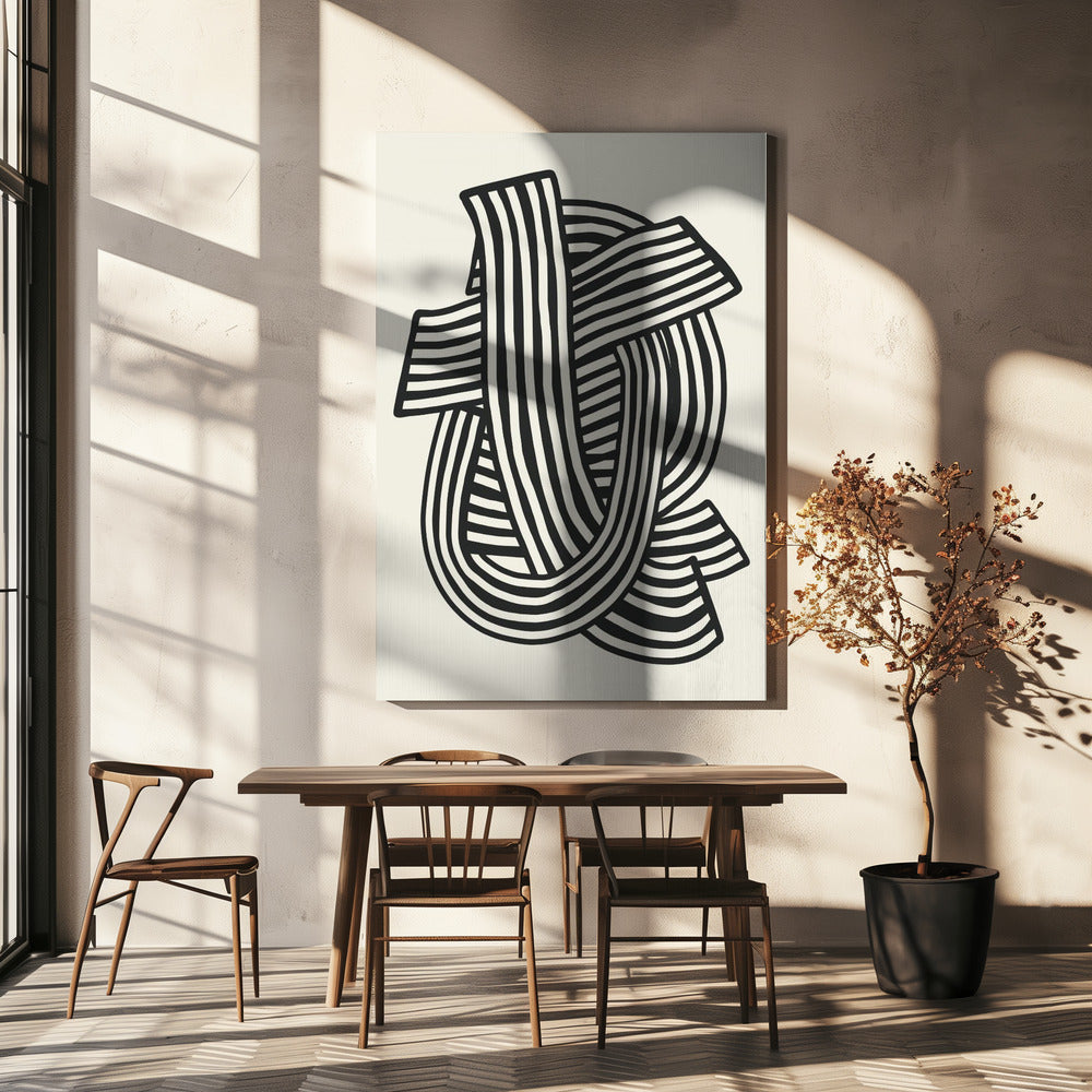 Gestreiftes Abstrakt in Schwarz | Leinwand