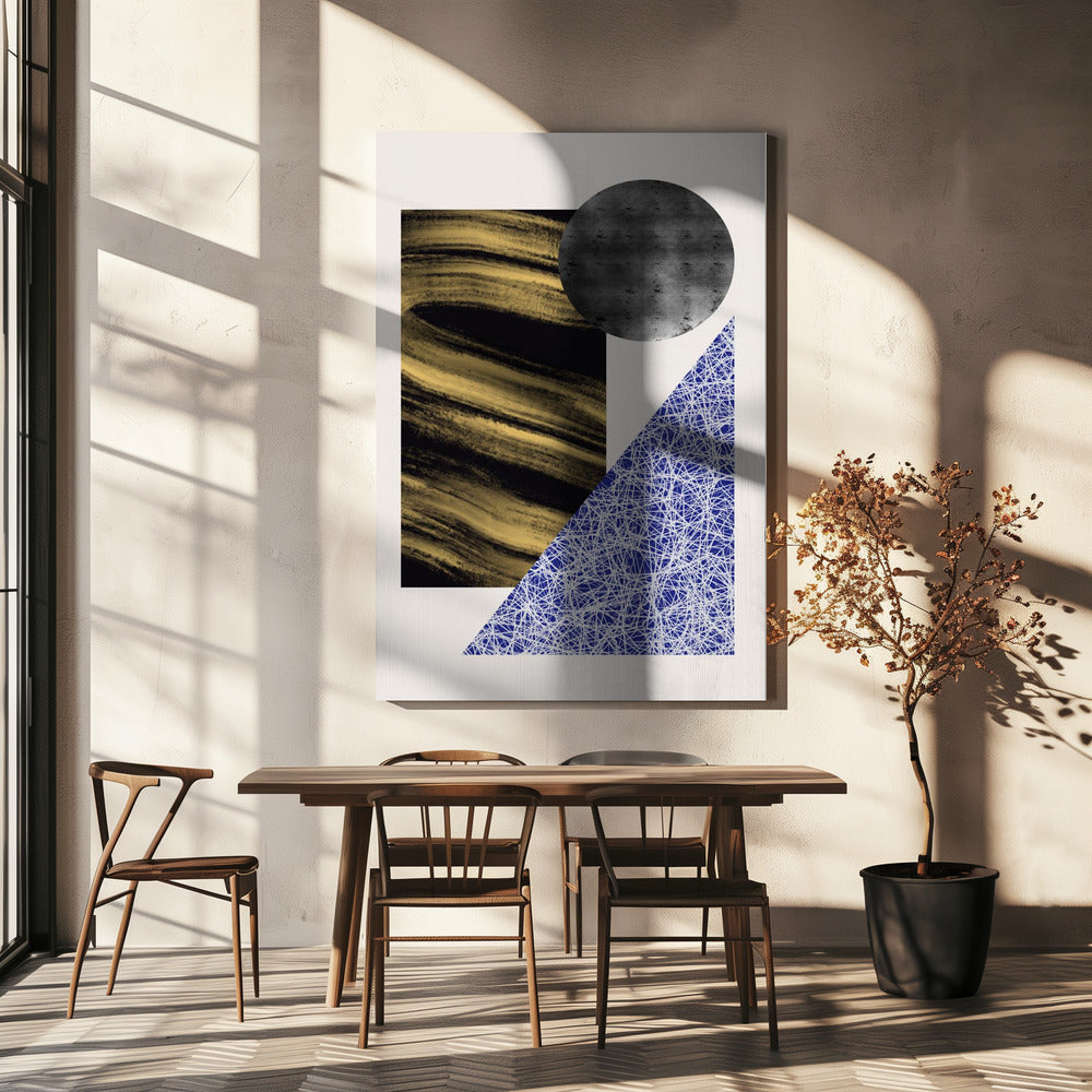Geometrische Formen mit einer schwarz-goldenen Struktur | Leinwand