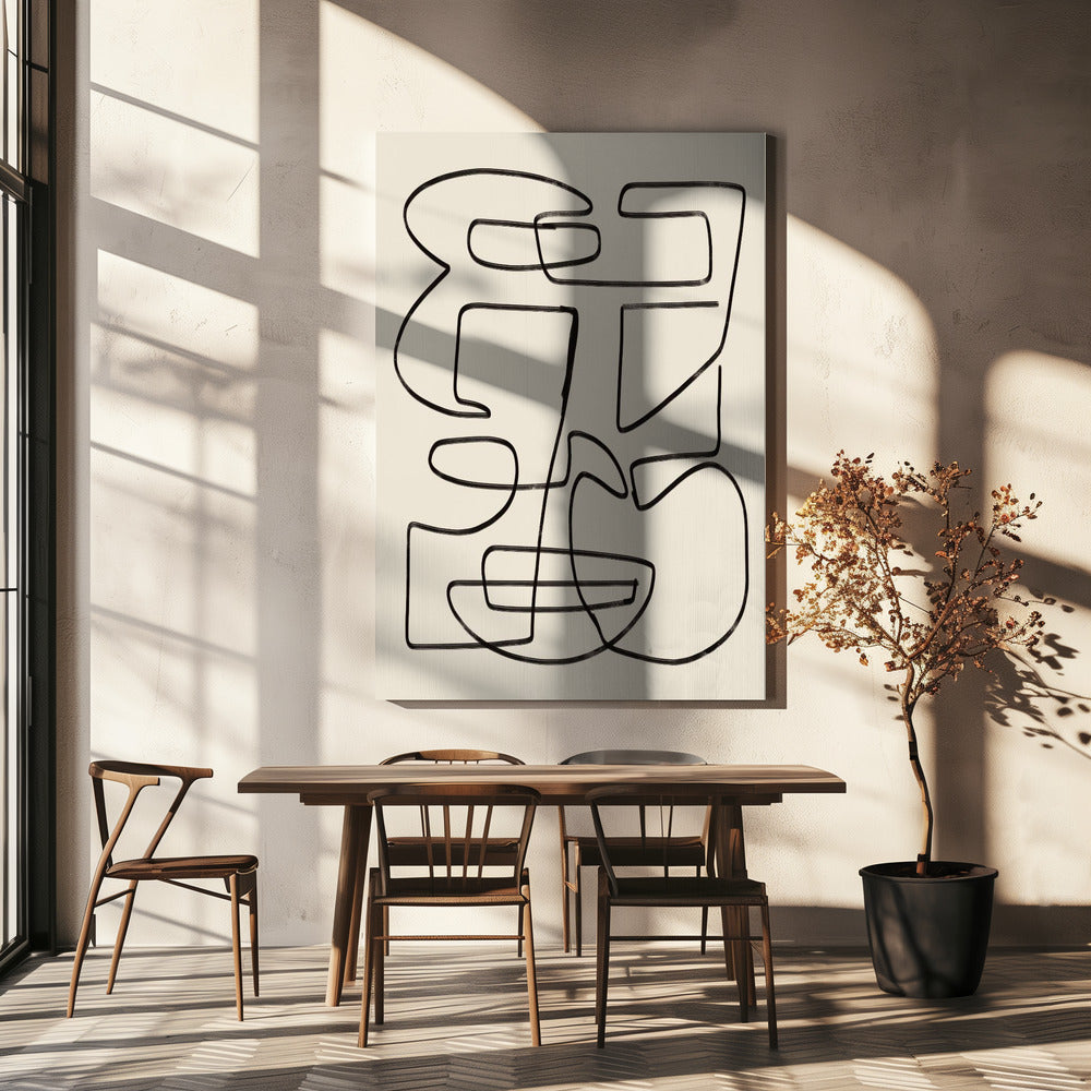 Warme abstrakte Linienkunst | Leinwand