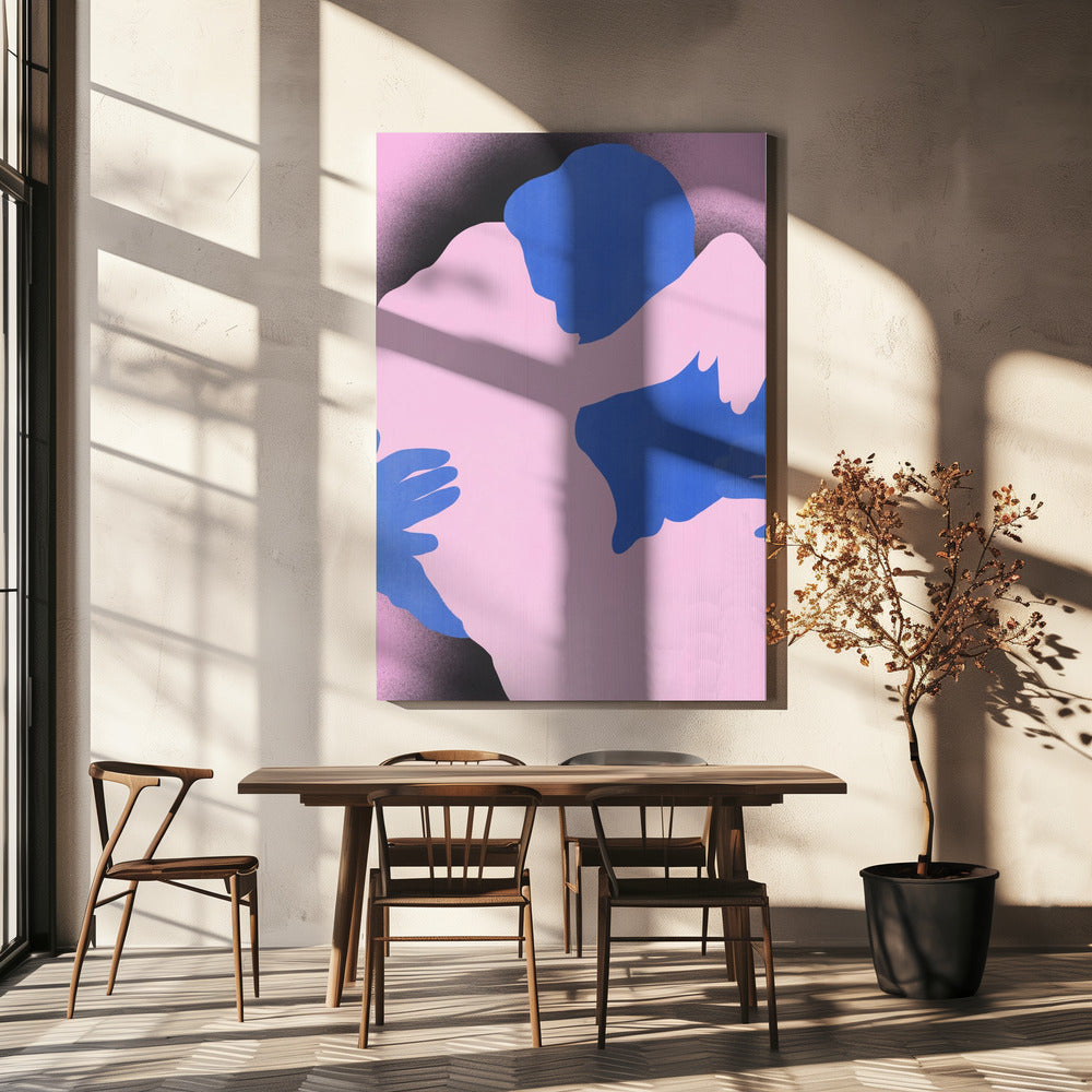 Zwei abstrakte Figuren in einer Umarmung | Leinwand