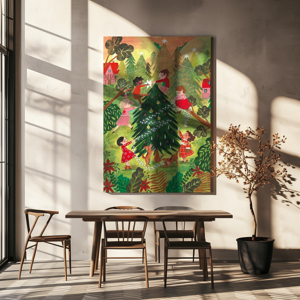 Weihnachtsbaum schmücken | Leinwand