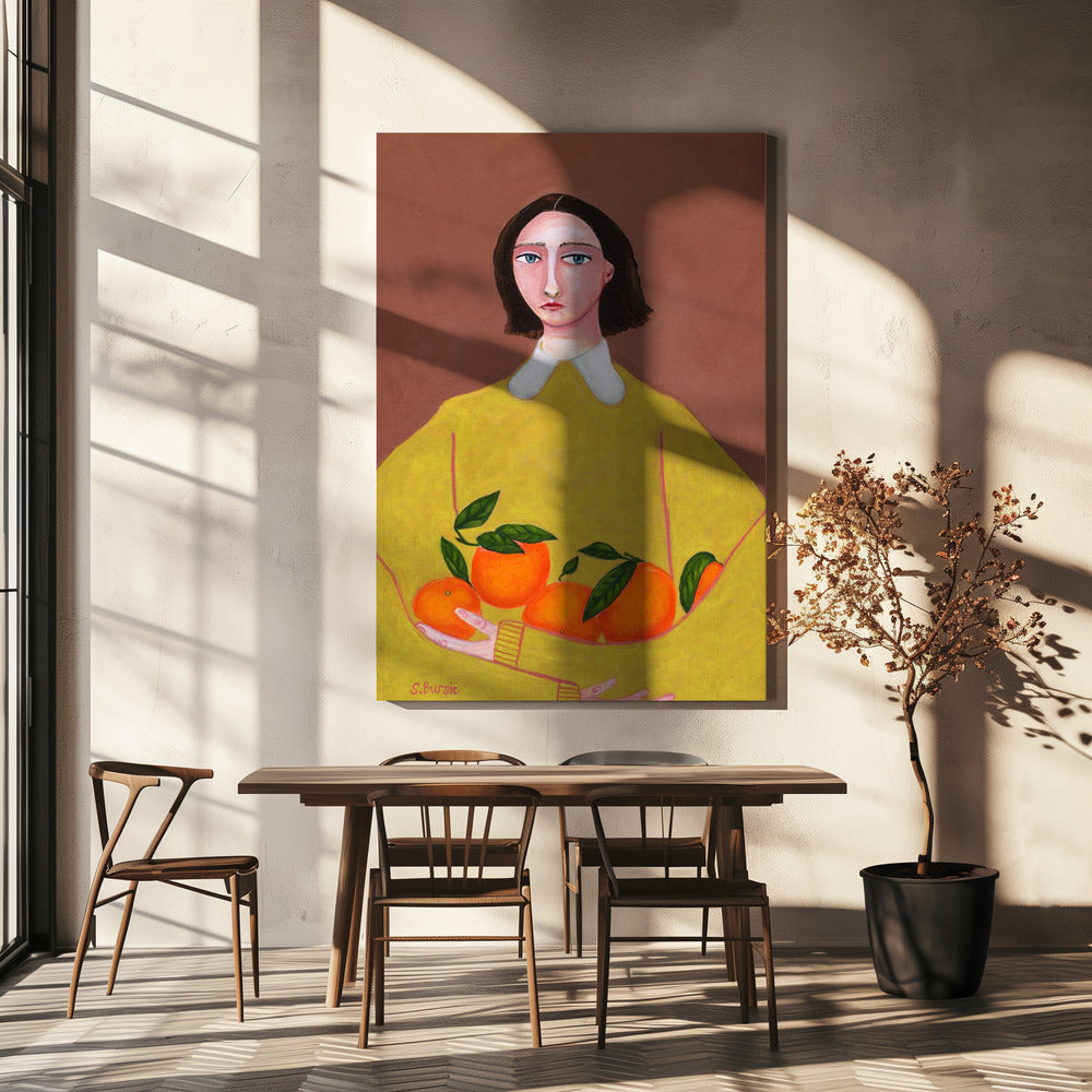 Dame mit Orangen | Leinwand