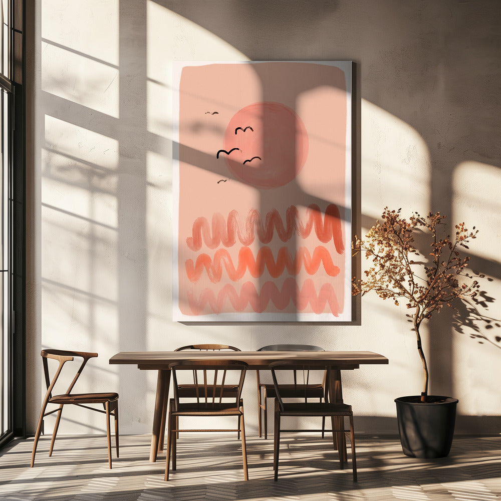 Pfirsichfarbene Himmelswellen | Leinwand