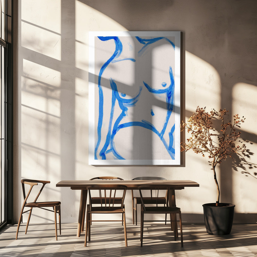 Blaue Kontur Akt | Leinwand