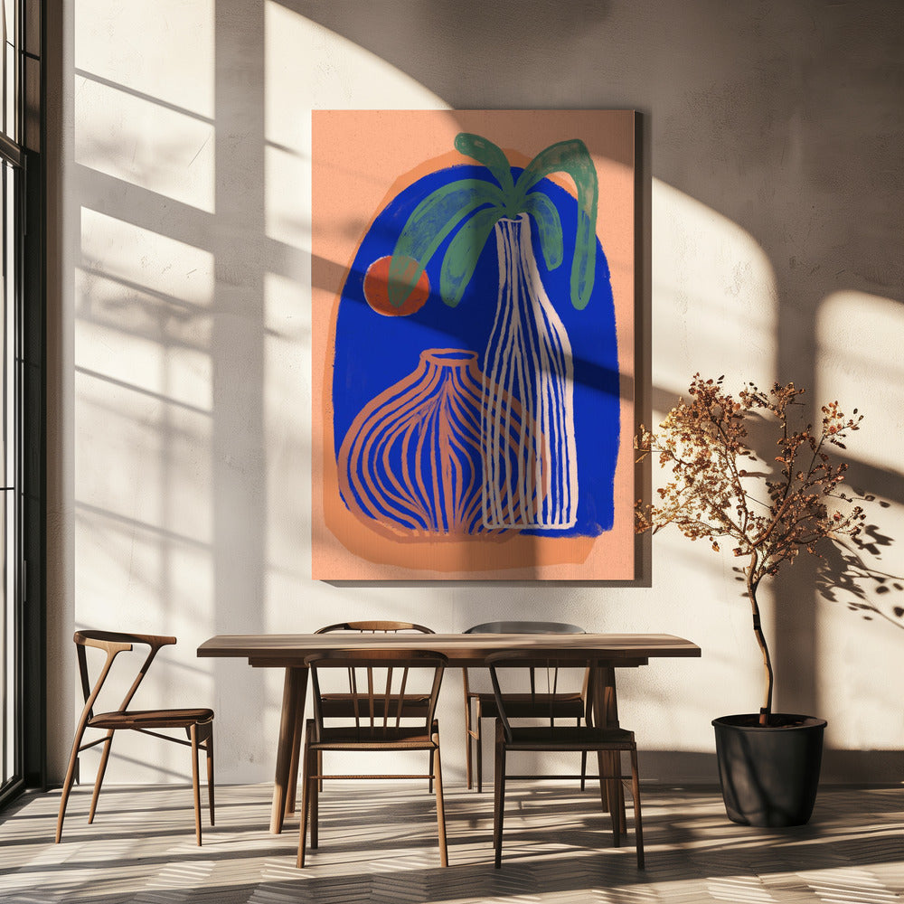 Blaue Oasis Vasen | Leinwand