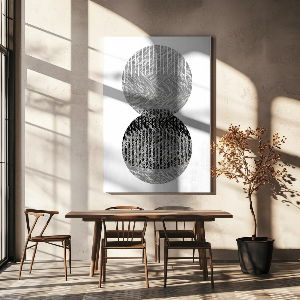 Schwarz Grau Punkte Bauhaus No1 | Leinwand