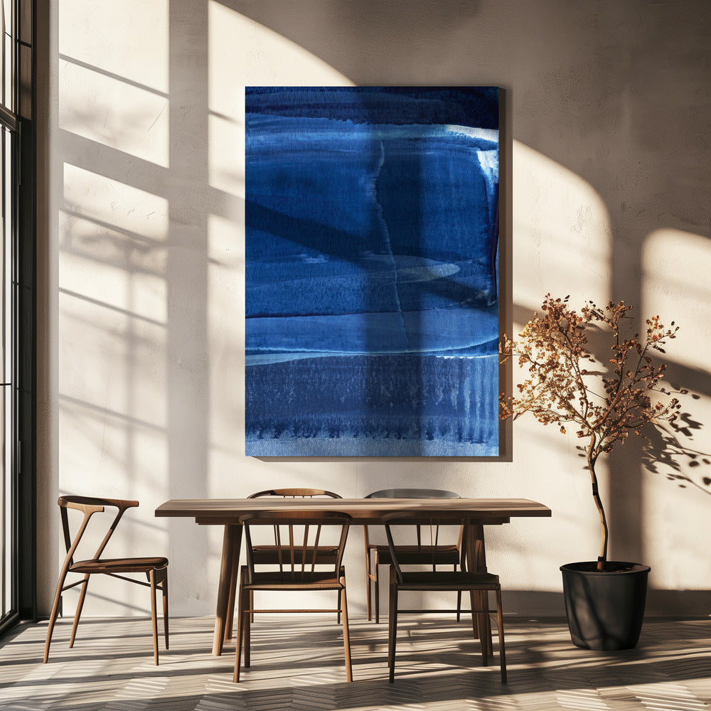 Blue Texture Flowing Vertical Lines | Canvas