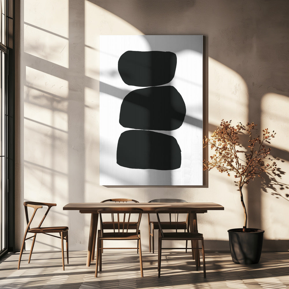 Three Stacked Black Shapes | Canvas
