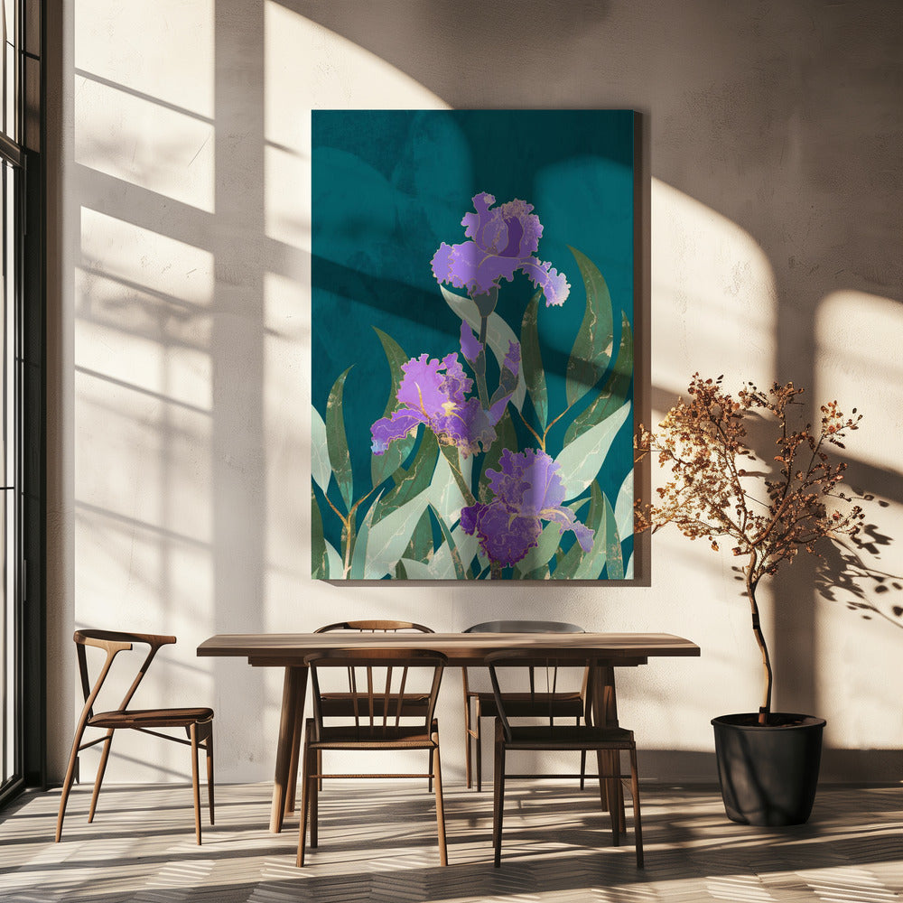 Irisblüte Türkis | Leinwand