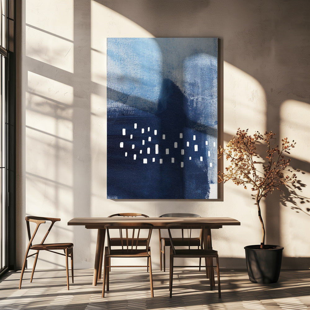 Blue Hues And White Rectangular Elements | Canvas