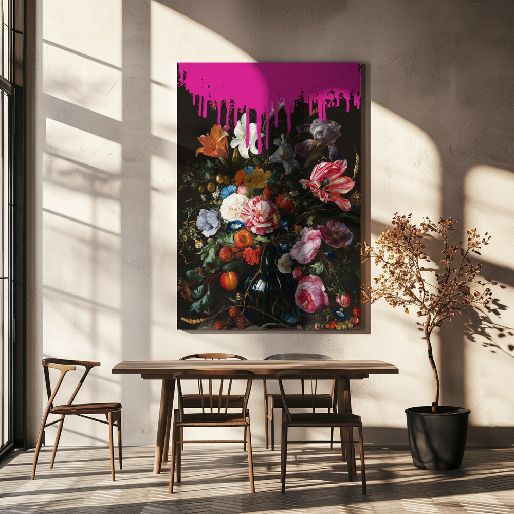 Vintage Botanische, veränderte Pinky Art | Leinwand