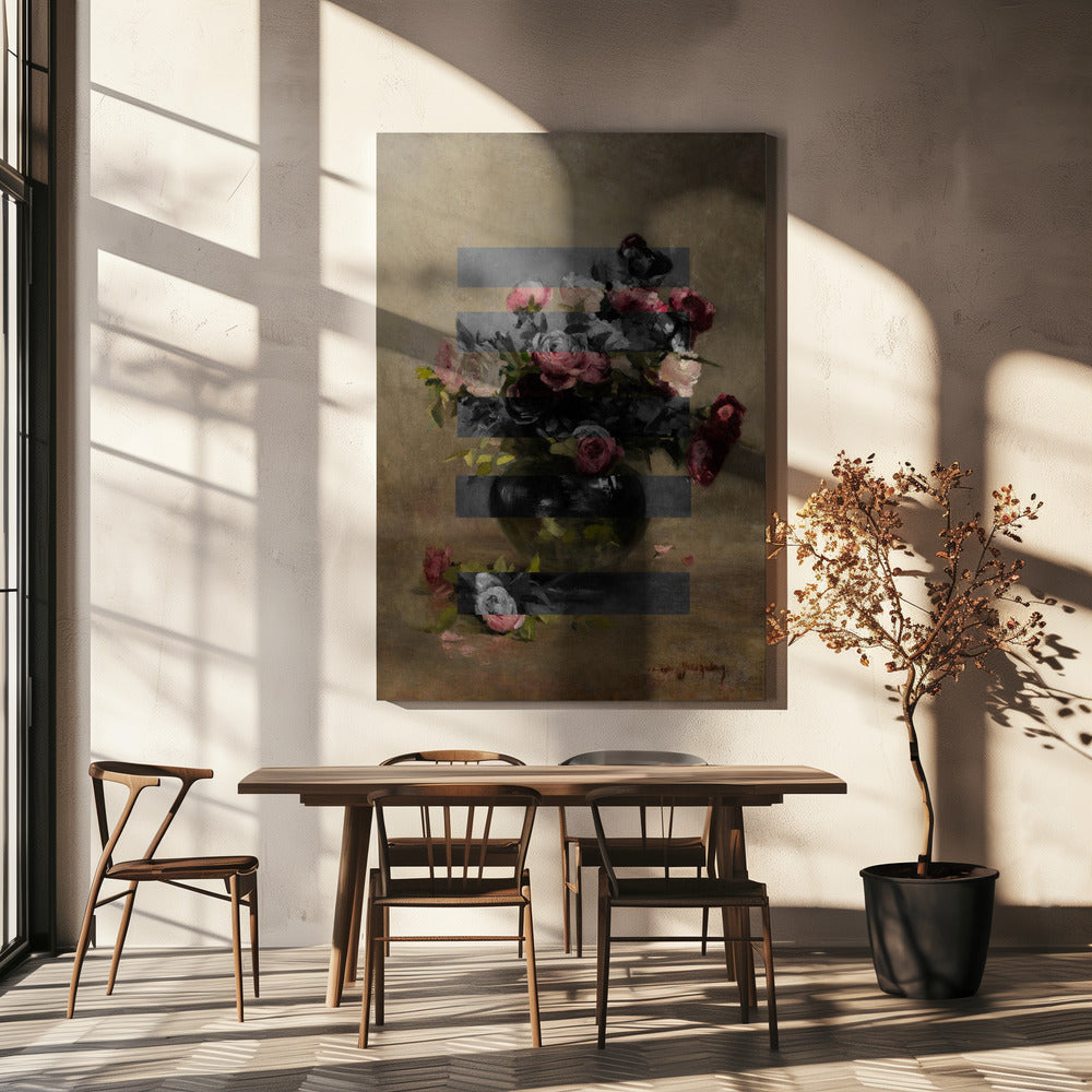 Blumenstrauß im Vintage-Ölgemälde, Collage | Leinwand