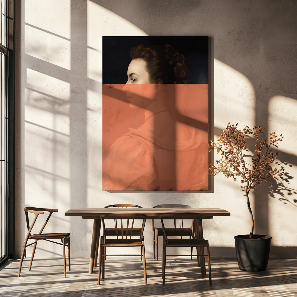Verändertes Frauenporträt Orange Moderne Kunst | Leinwand