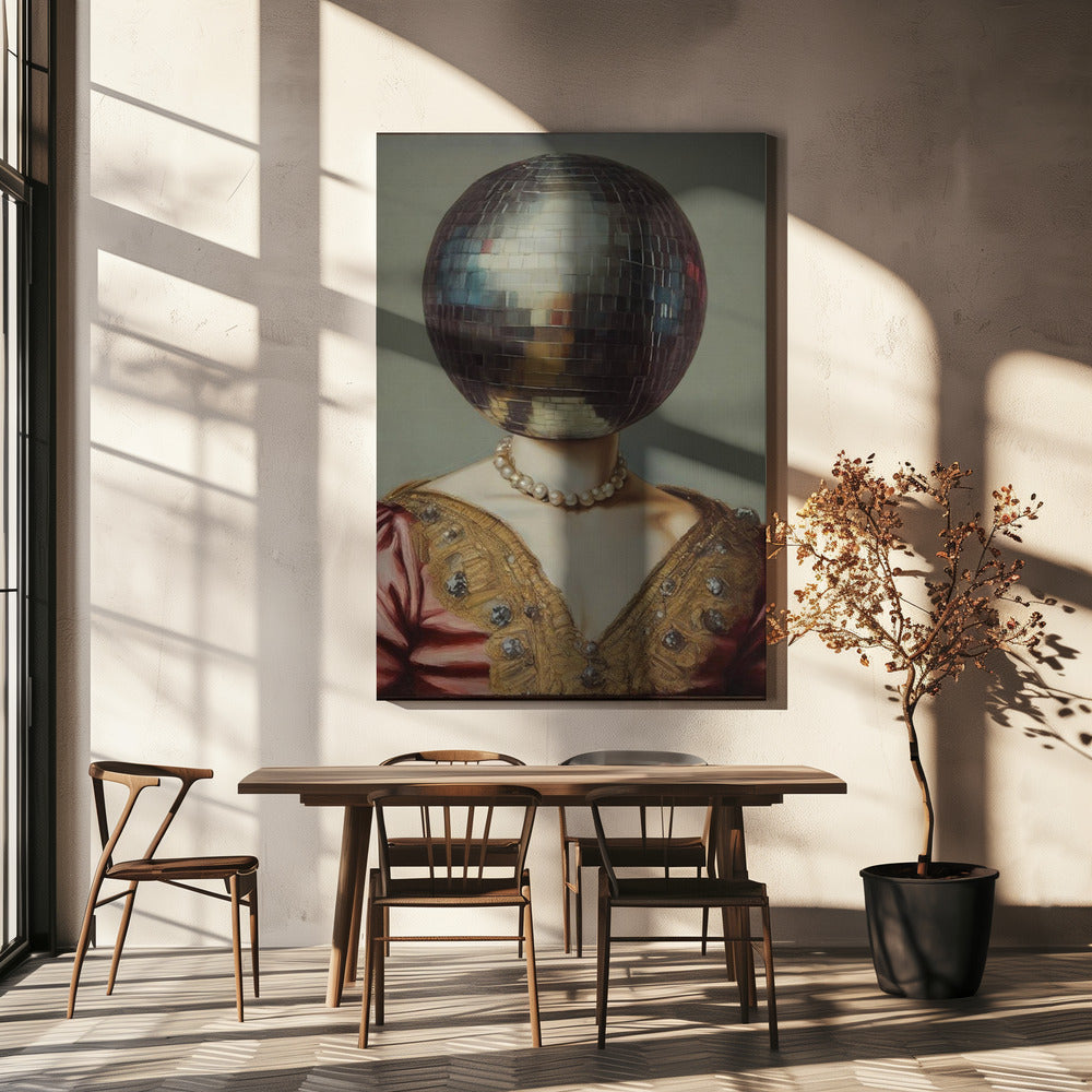 DiscoHead Queen / Veränderte Collage-Kunst | Leinwand