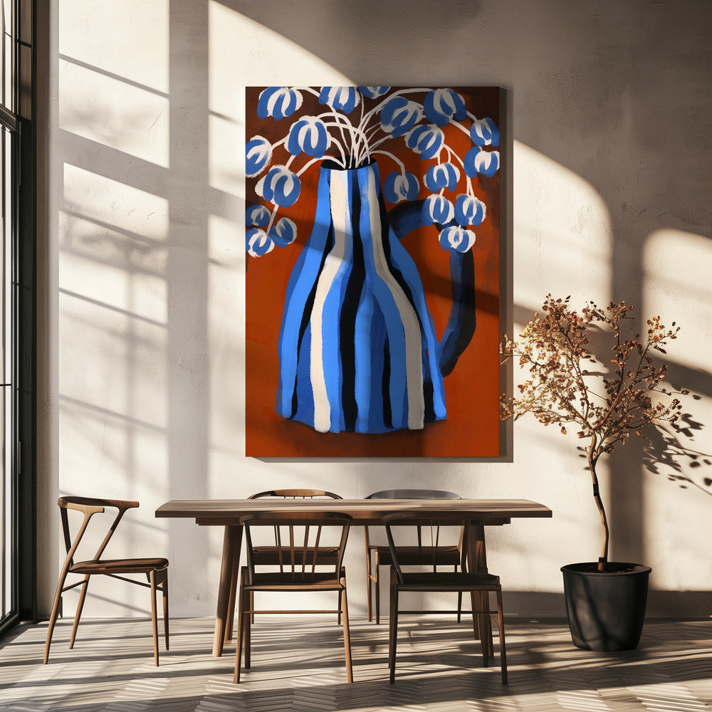 Gestreifte Vase Blüten | Leinwand