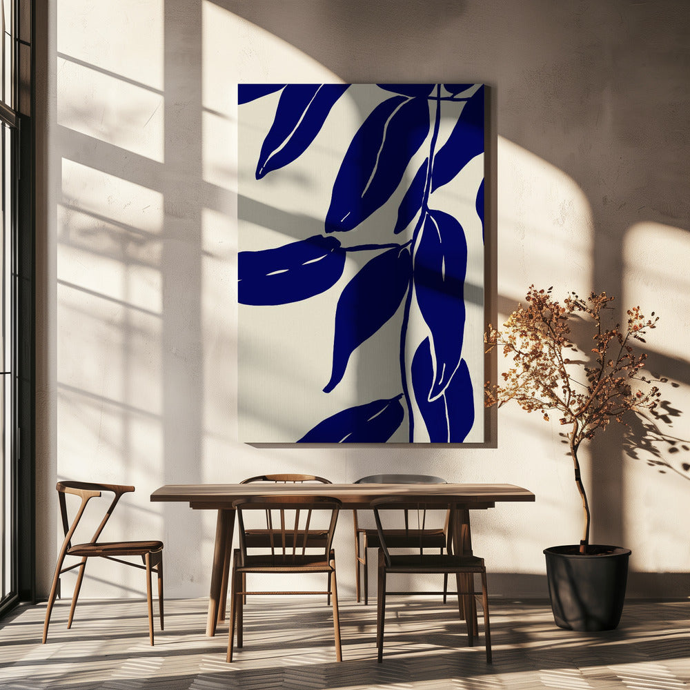 Indigo Blätter Tanz | Leinwand