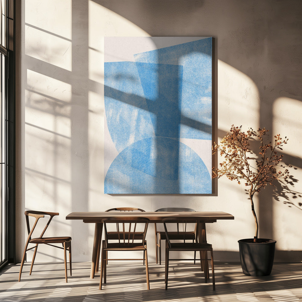 Blaue geometrische Wellen | Leinwand