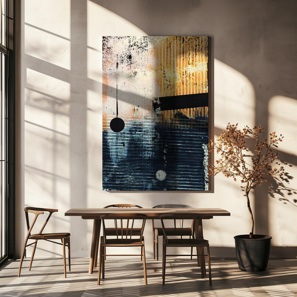 Abstraktes Kunstwerk mit geometrischer Komposition | Leinwand