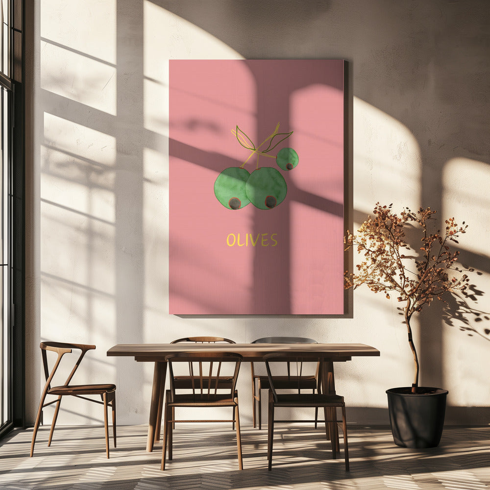 Oliven in Rosa | Leinwand