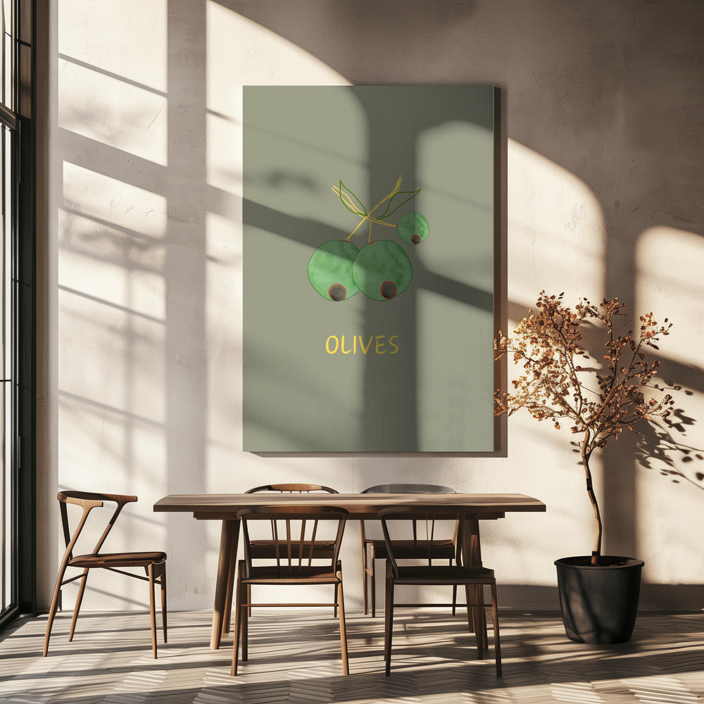 Oliven in Grün | Leinwand