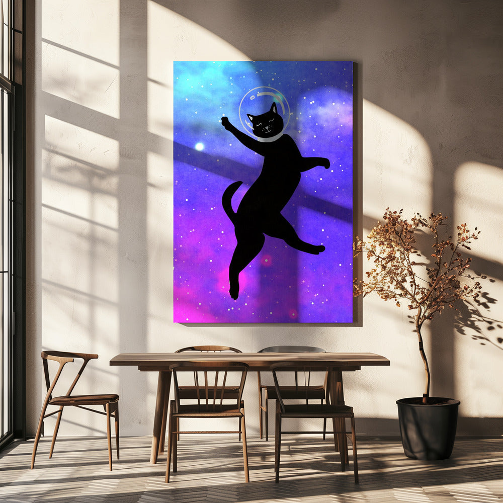 Glückliche Weltraumkatze | Leinwand