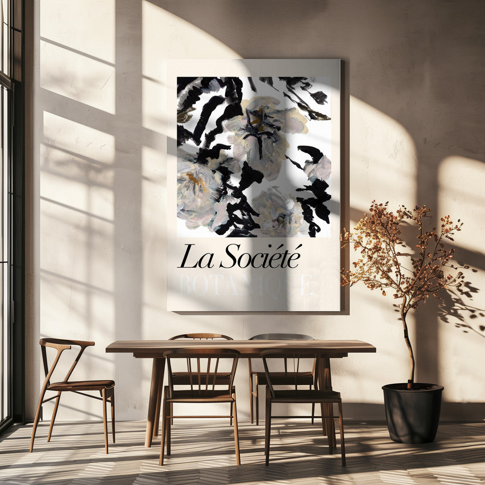 La Société Botanique Balck and White and Cream Flowers 2 | Canvas