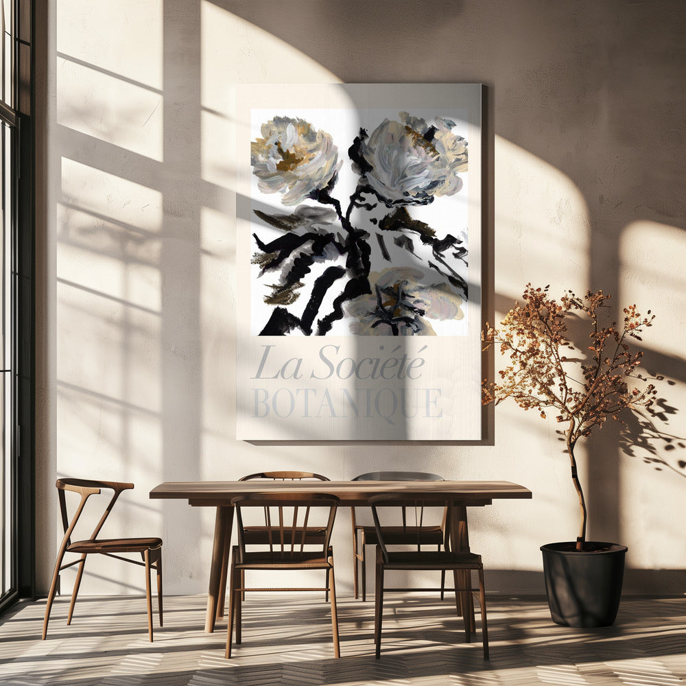 La Société Botanique Black, White and Cream Flowers | Canvas