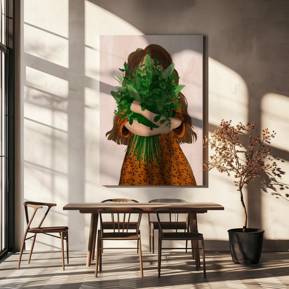 Mädchen mit Blumenstrauß | Leinwand