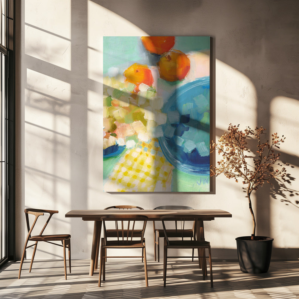 Orangen und Hortensien | Leinwand